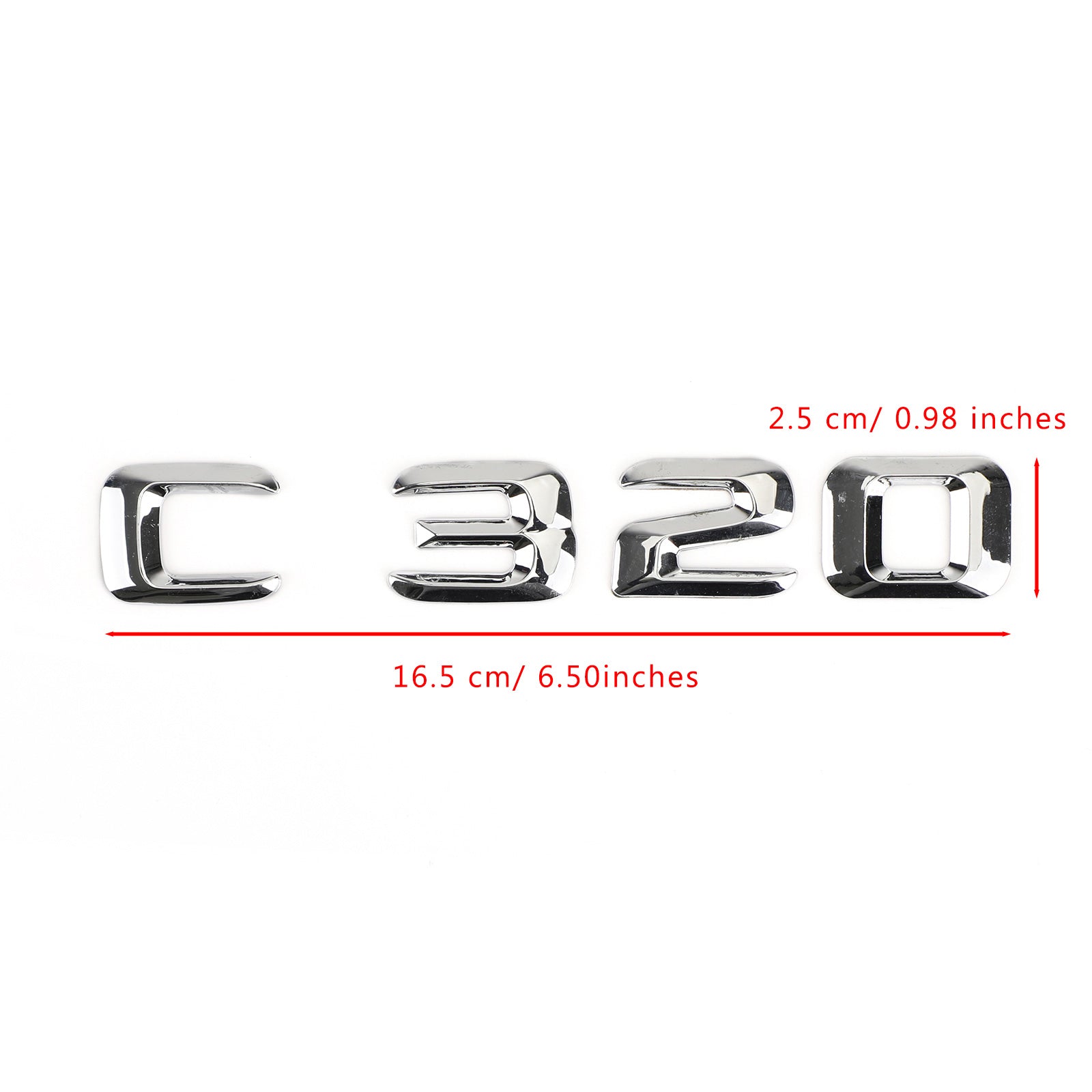 Insignia del emblema del maletero trasero Placa de identificación Calcomanía Letras Números Fit Mercedes C320 Chrome Generic