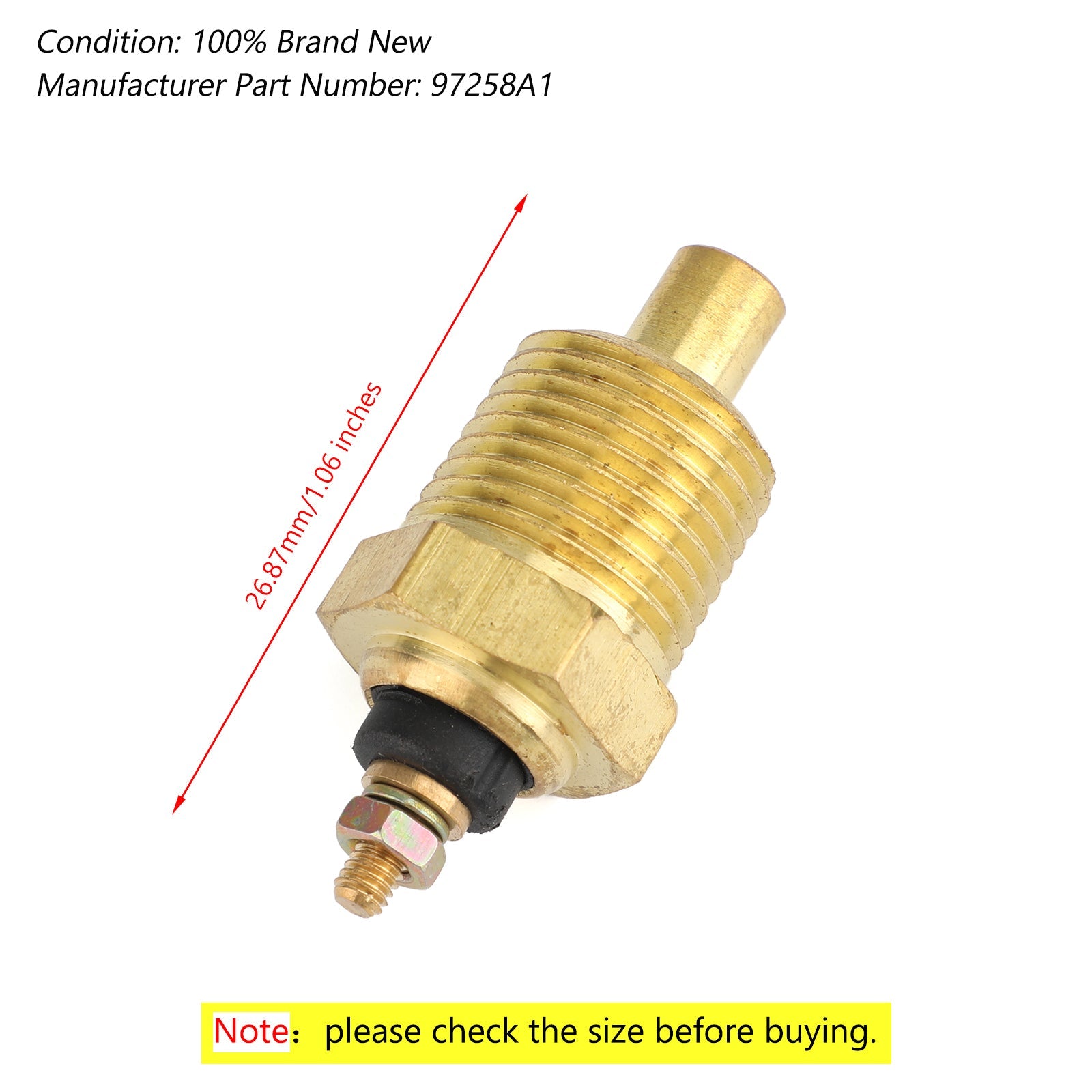 1/2" Temp Sender Temperature Sensor Mercruiser v6 v8 4.3 5.0 5.7 7.4 8.2 350