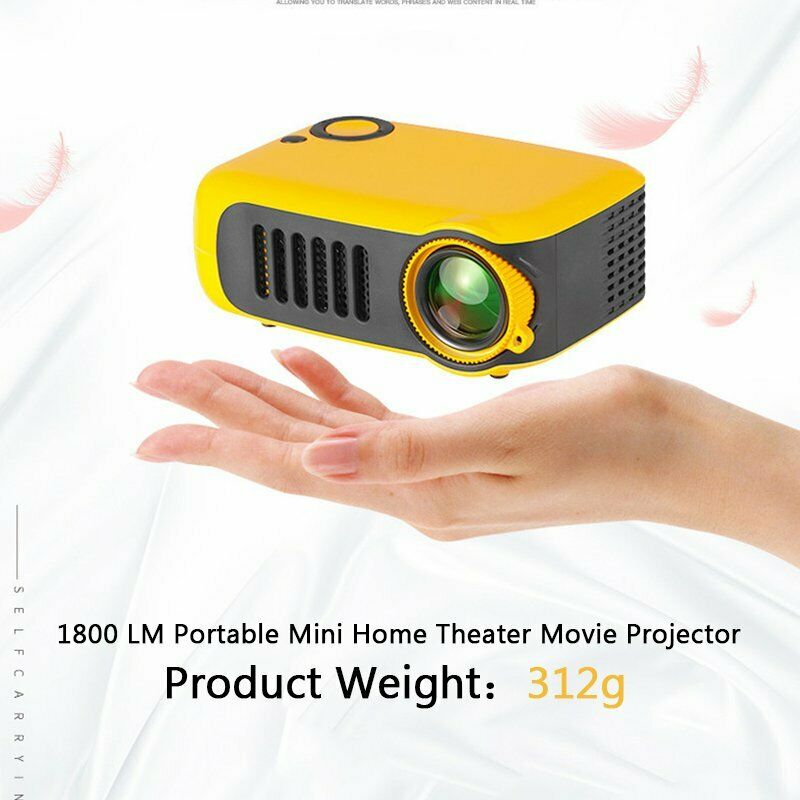 A2000 Mini Portable Projector 1080P Movie Projectors Home Theater Yel US Plug