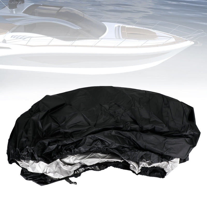 Cubierta impermeable resistente de 14 a 16 pies, negra, para barco de pesca remolcable con casco en V