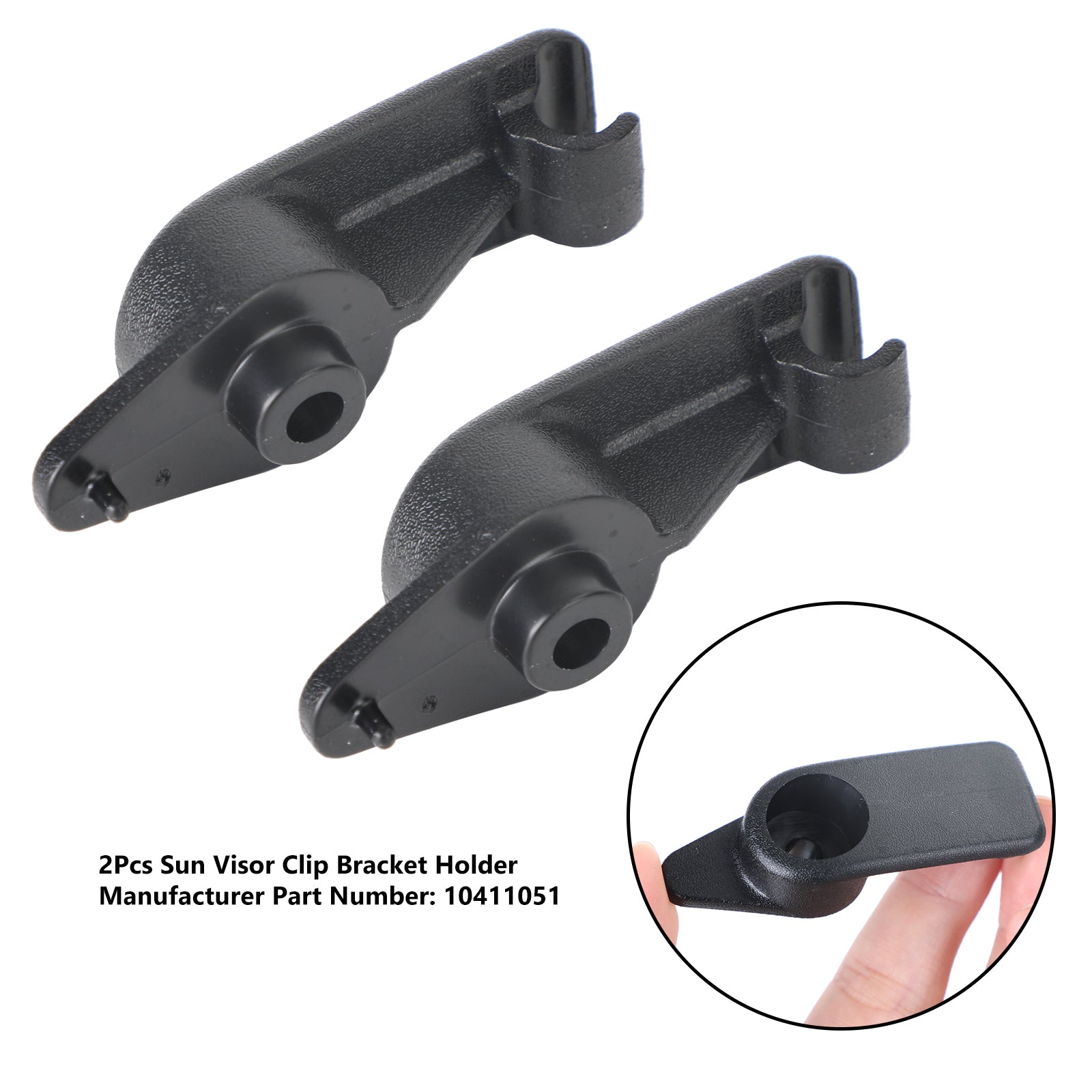 Pair Sun Visor Clip Bracket Holder Black 10411051 For Chevrolet Corvette 97-04 Generic