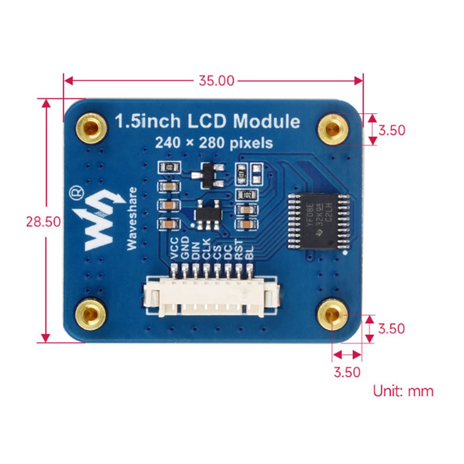 شاشة IPS مقاس 1.5 بوصة، واجهة SPI، شاشة مستديرة NV3030B، لوحة توسيع LCD