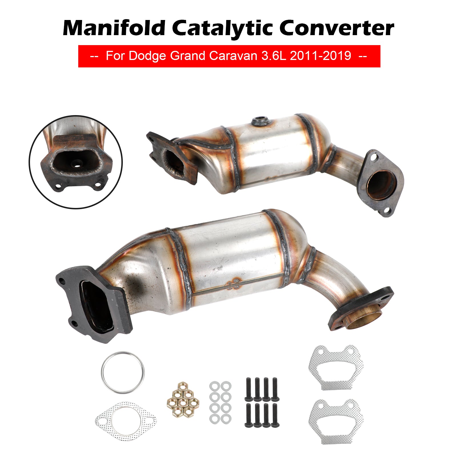 Dodge Grand Caravan 3.6L 2011-2019 Manifold Catalytic Converters Bank1 Bank2