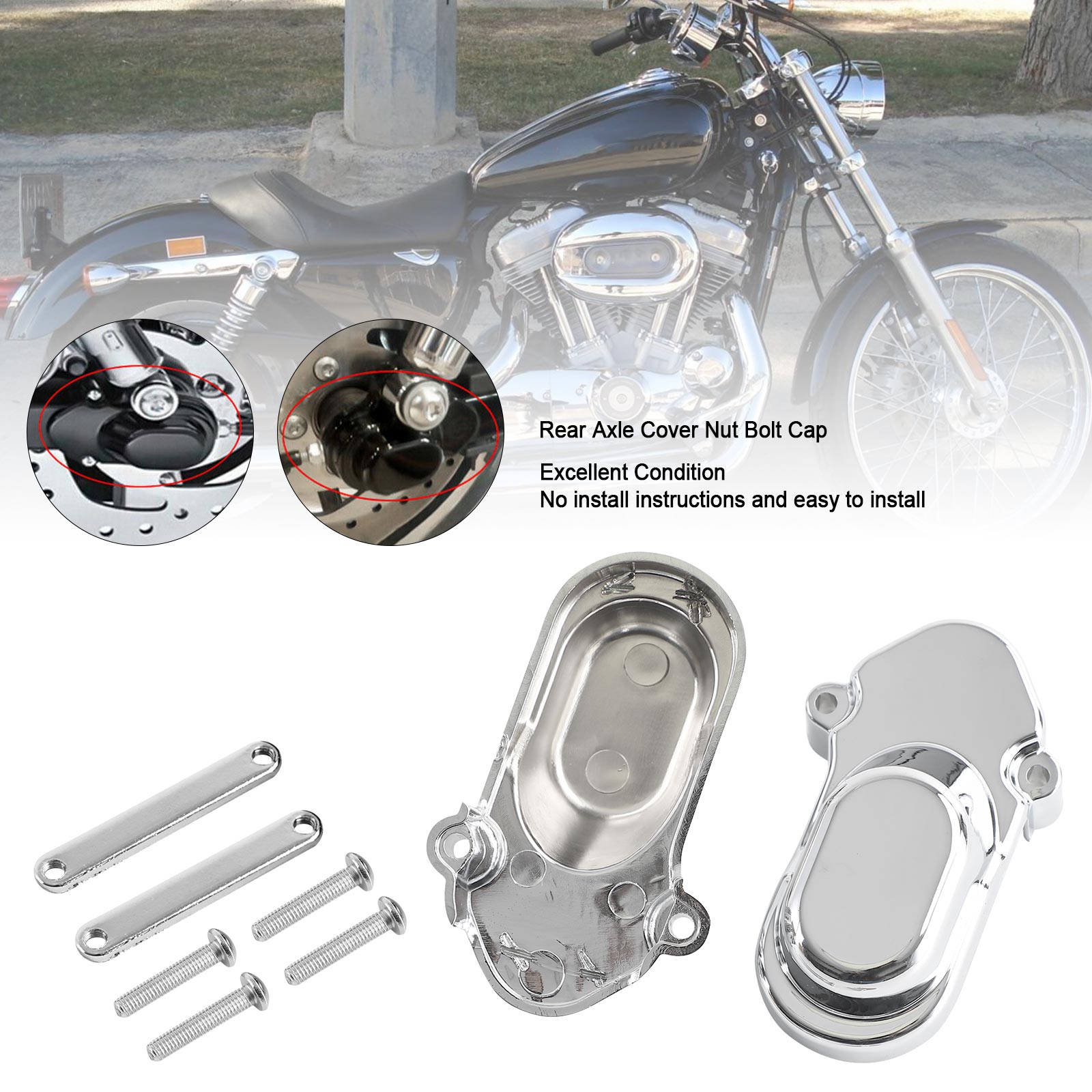 Tapa del perno de la tuerca de la cubierta del eje trasero para Sportster 1200 XL1200C 883 2005-2017 Genérico