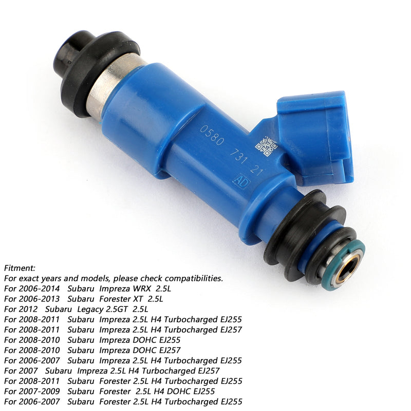 4 inyectores de combustible azul oscuro de 565 cc aptos para WRX / STI 16611-AA720 2.5L genérico