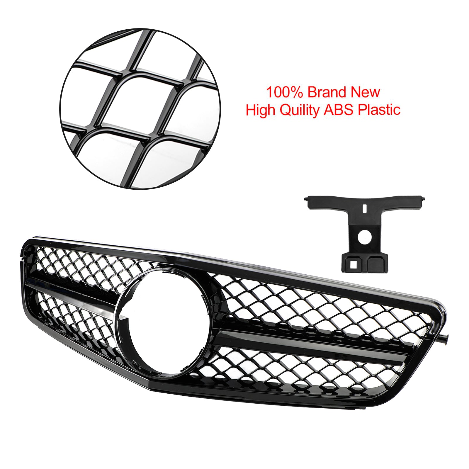 C63 Style Gloss Black Grill Grille Fits C-Class Benz W204 C300 C350 2008-2014