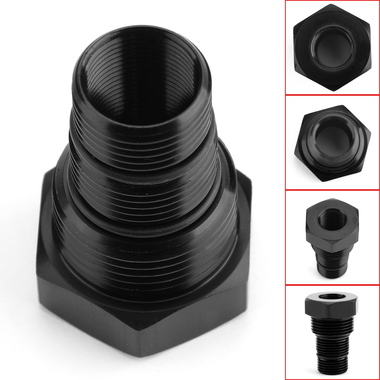 Oil Filter Adapter 5/8-24 to 3/4-16&13/16-16&3/4NPT Threaded Black Aluminum Generic