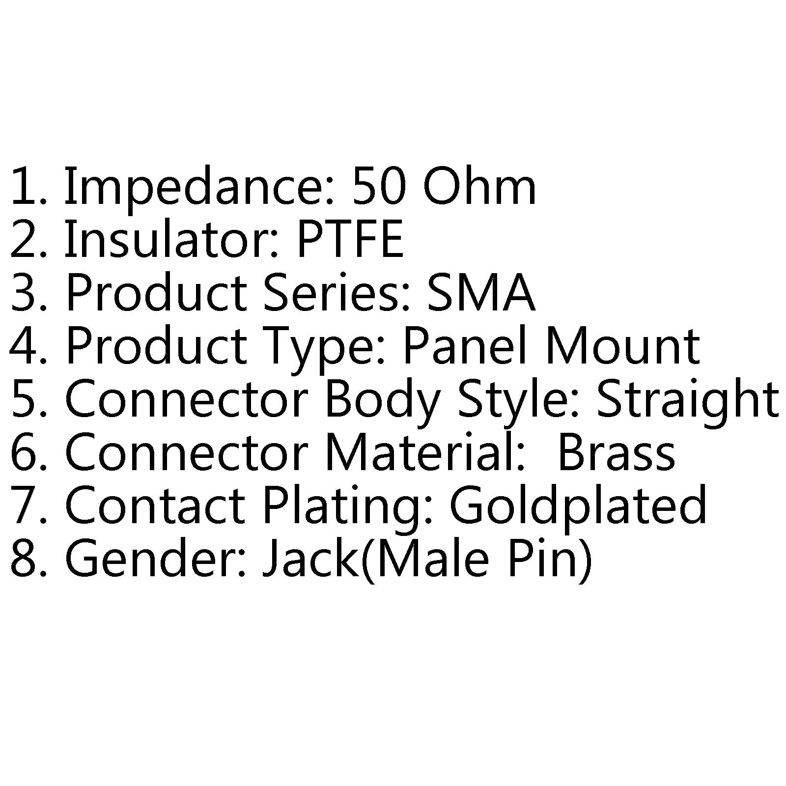 10x RP-SMA Jack Male Pin Panel Mount 4Hole Solder Connector 4mm Dielectric&Sol