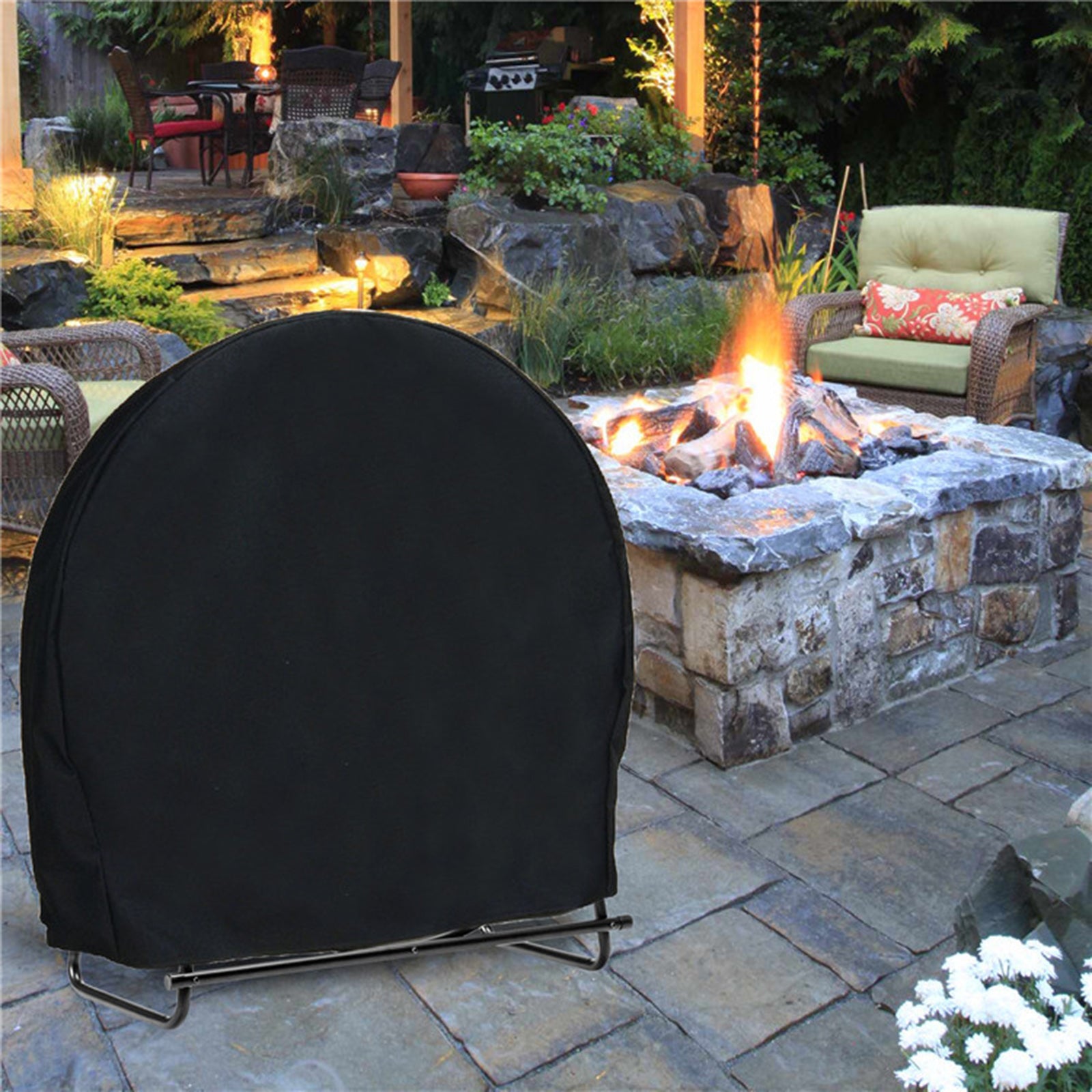 Log Hoop Rack Cover Closure Waterproof Weatherproof For Round Firewood Holder