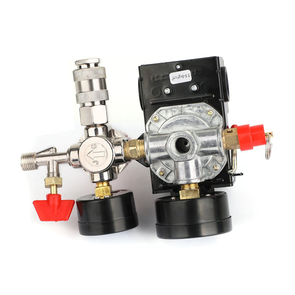 Interruptor de control de presión del compresor de aire Ajuste del regulador del colector con manómetros