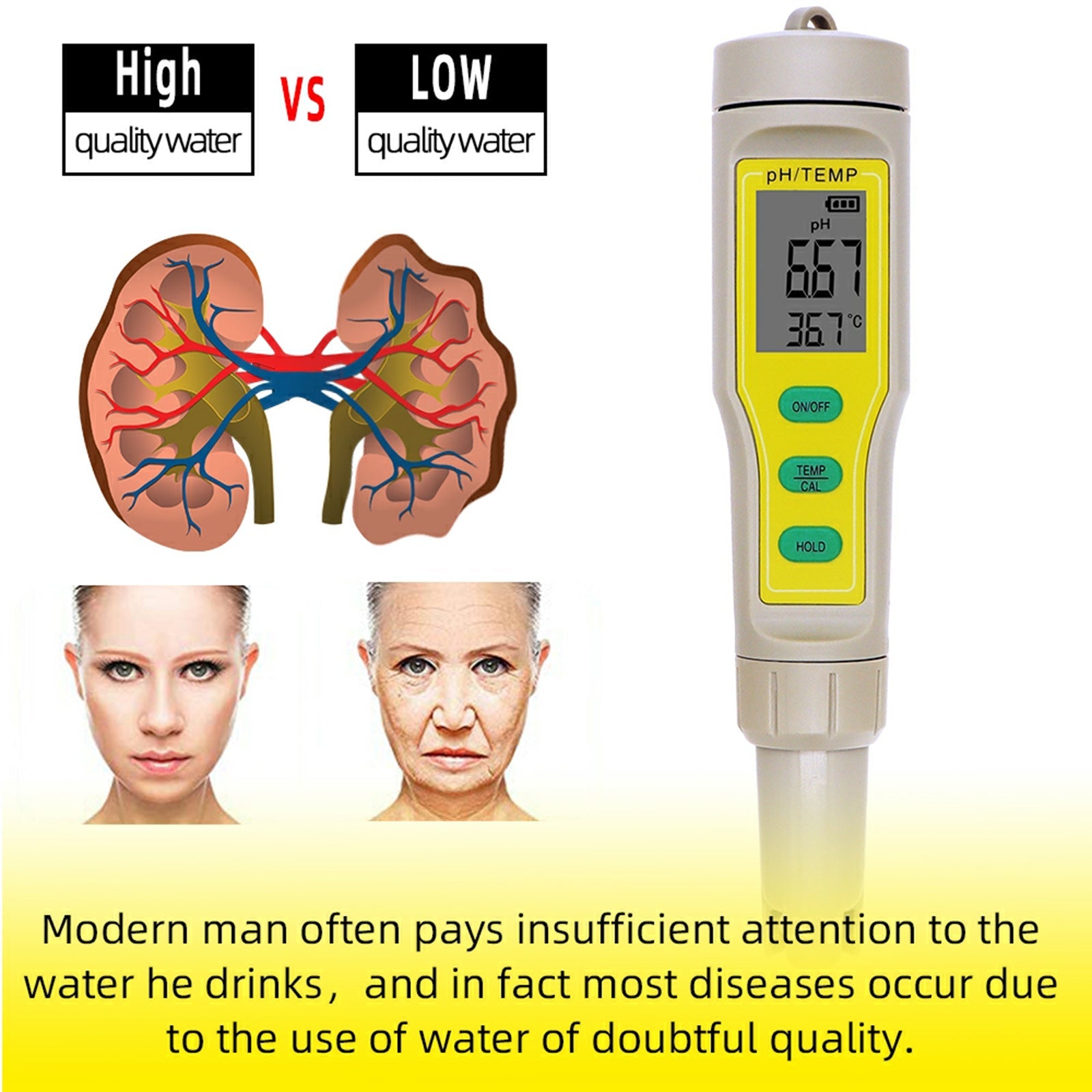 Digital PH TEMP Tester Meter Pen For Aquarium Pool Wine Water Laboratory Food