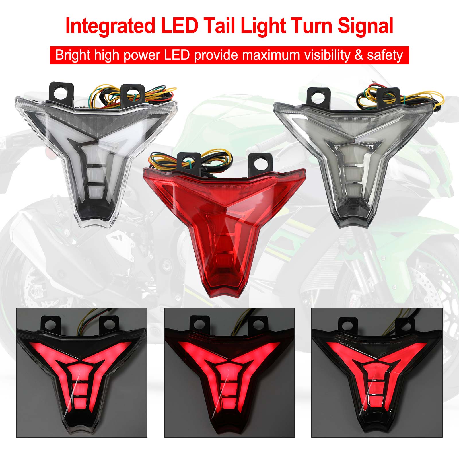 Integrated Tail Light Turn Signal For KAWASAKI Ninja ZX10R Z1000 2013-2022 Generic