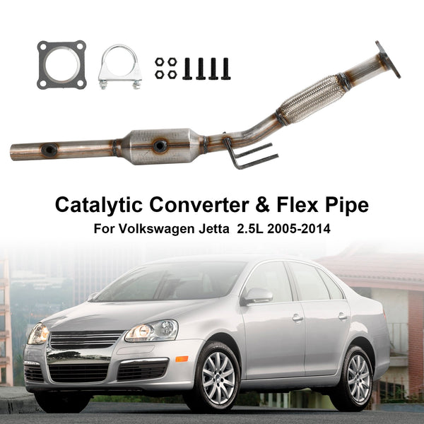 Catalytic Converter & Flex Pipe For Volkswagen Jetta 2.5L 2005 2006 2007-2014