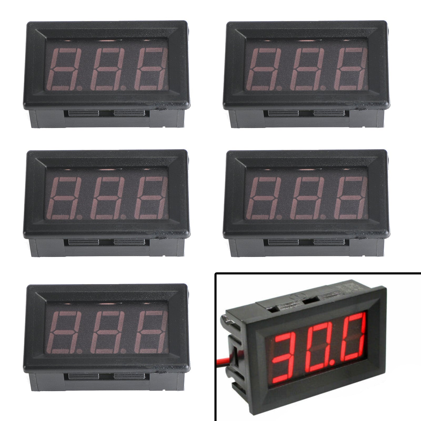 5Pcs Dc5-120V 0.56" 2 Wire Led Digital Display Panel Voltmeter Volt Tester