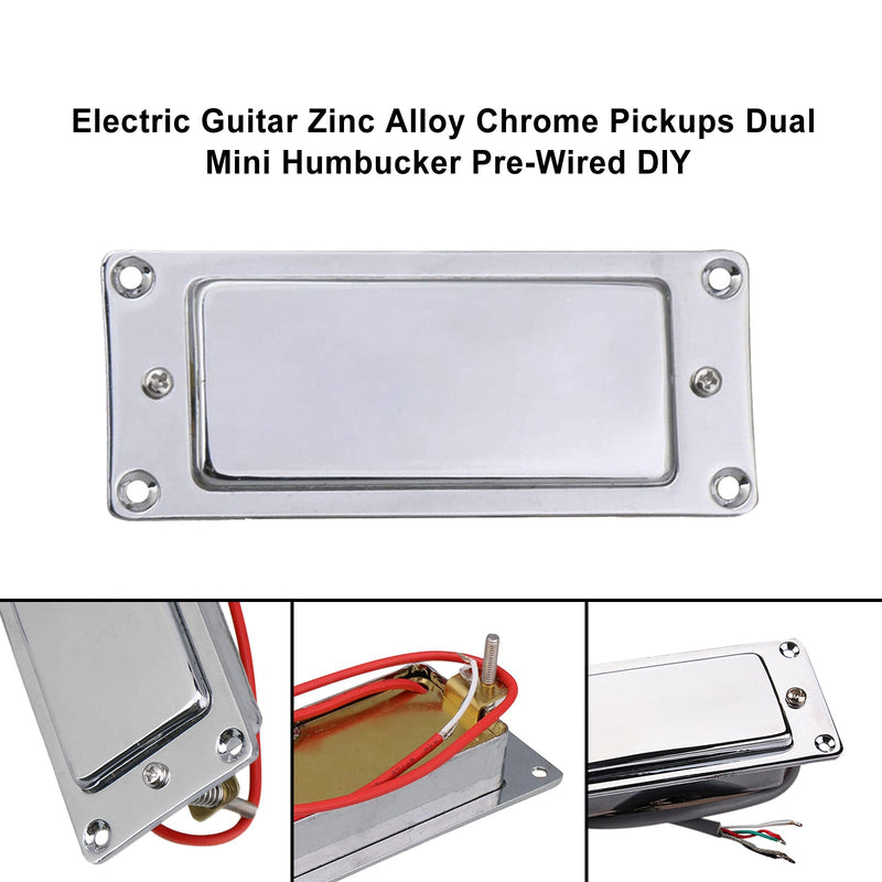 Pastillas cromadas de aleación de zinc para guitarra eléctrica Dual Mini Humbucker precableado DIY