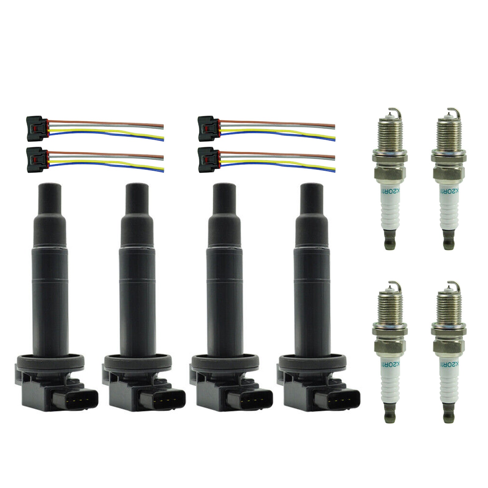 4X bobina de encendido + bujía + conector UF316 90919-02240 9008019021 para Scion XA XB 1.5L