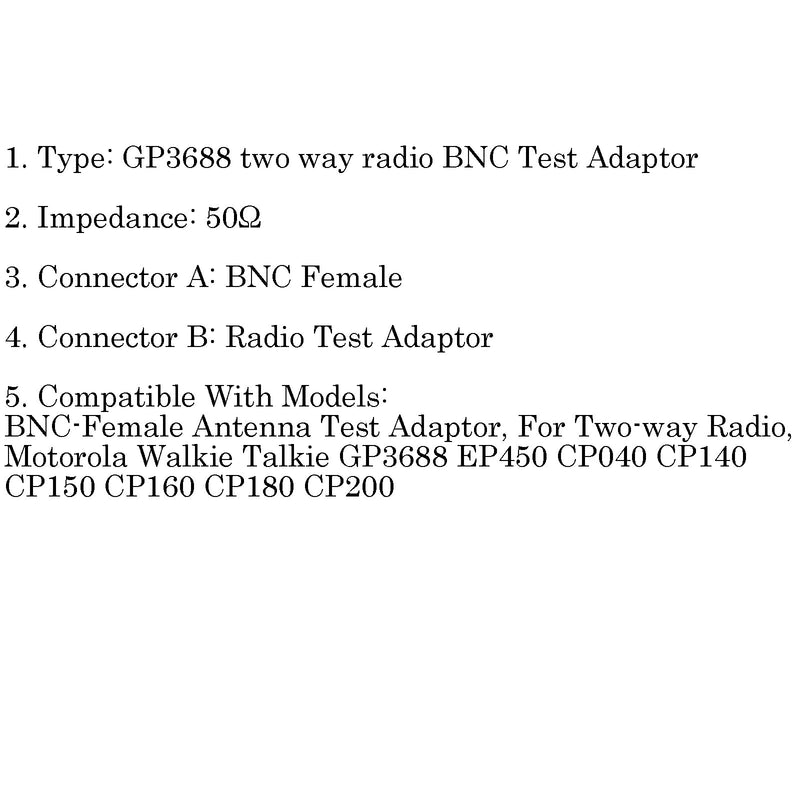 Adaptador de prueba de antena bidireccional hembra 10x Motorola BNC para GP3688 EP450 CP040 CP140