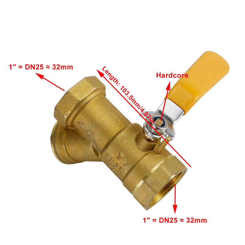 Válvula de bola de filtro tipo Y de latón BSP de 1/2 "3/4" 1 "rosca hembra igual