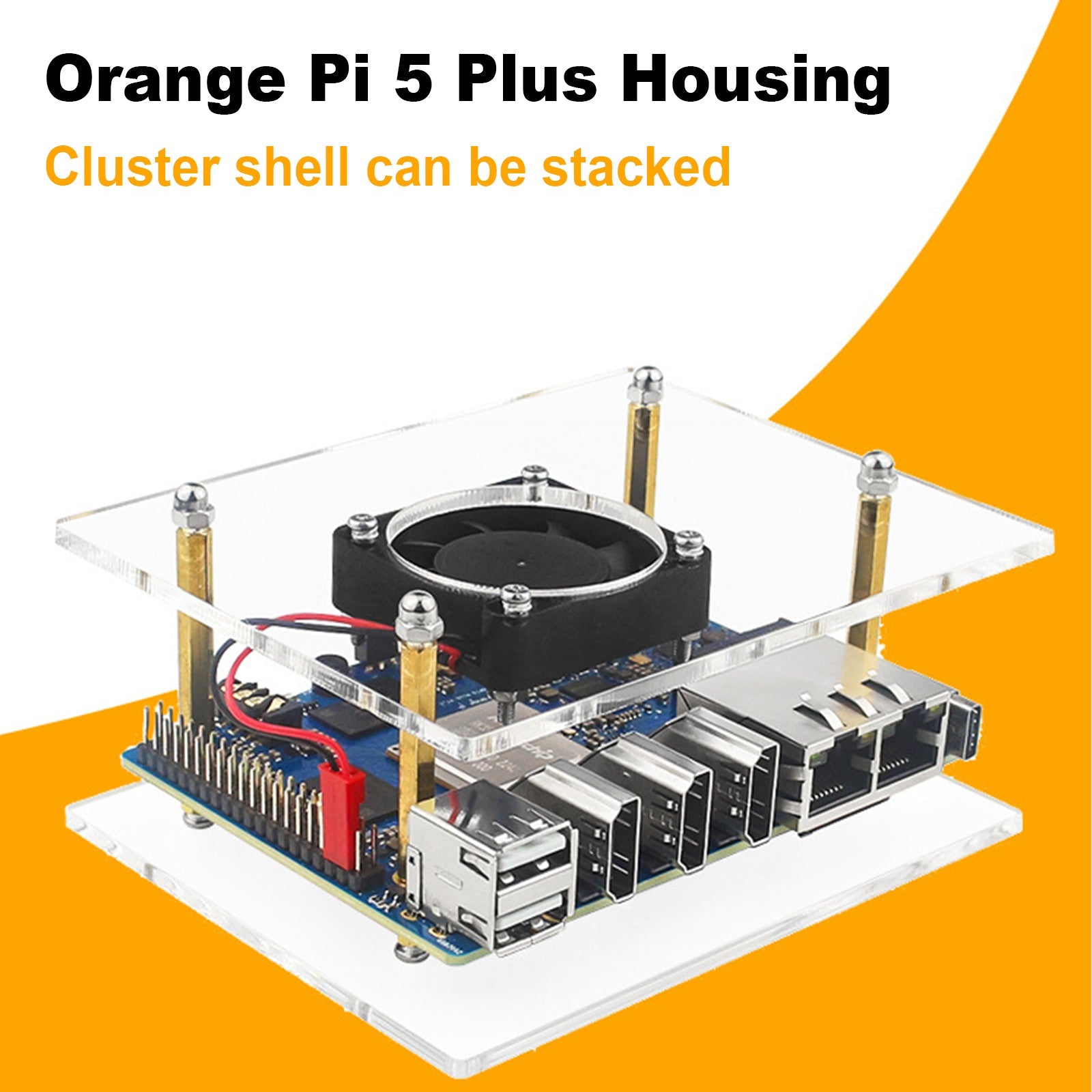 Carcasa protectora de acrílico de una capa Orange Pi 5 Plus Cluster Carcasa protectora Orangepi