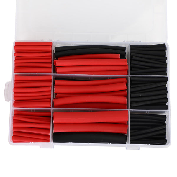 300 piezas 3:1 tubo termorretráctil adhesivo de doble pared 10 tamaños 2 colores Kit negro rojo