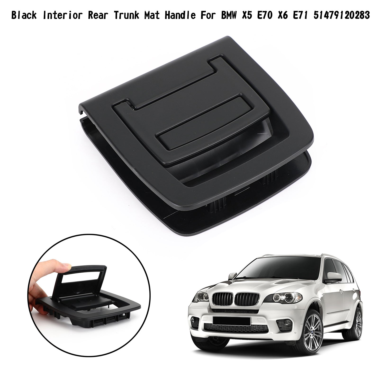 Black Interior Rear Trunk Mat Handle 51479120283 For BMW X5 E70 X6 E71 Generic