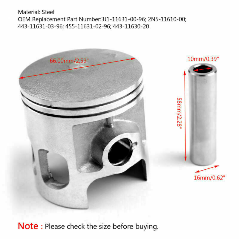 STD 66.00mm 2N5-11610-00 مجموعة المكبس يناسب ياماها DT175 YT175 MX175 1974-1982 عام 