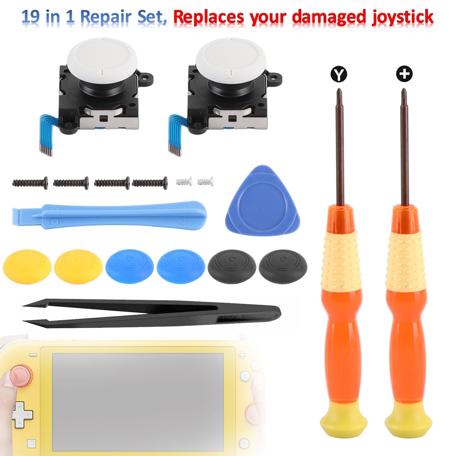 19in1 Repair Set 3D Analog Sensor Stick + Tool Fit for Switch Lite Joystick