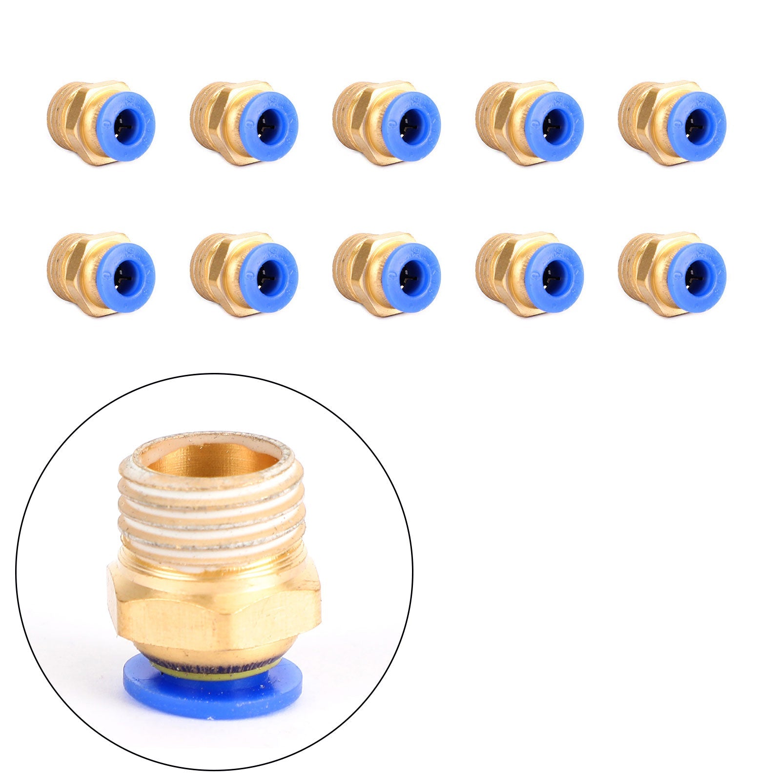 10x Pneumatic 6mm Tube X 1/8" NPT Male Connector Push In To Air Connect Fitting