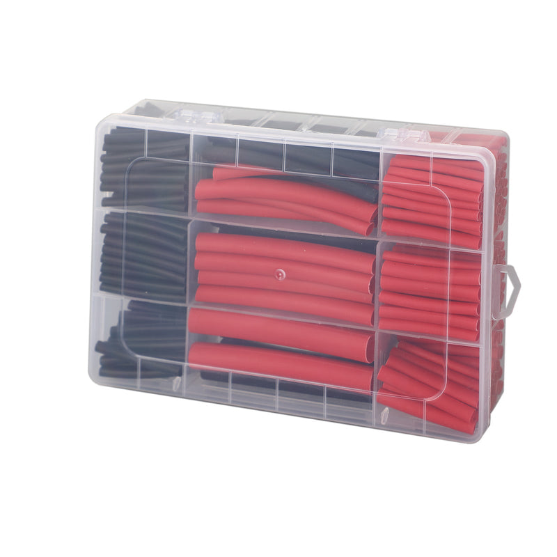 300Pcs 3:1 Dual Wall Adhesive Heat Shrink Tubing 10 Sizes 2 Color Kit Black Red