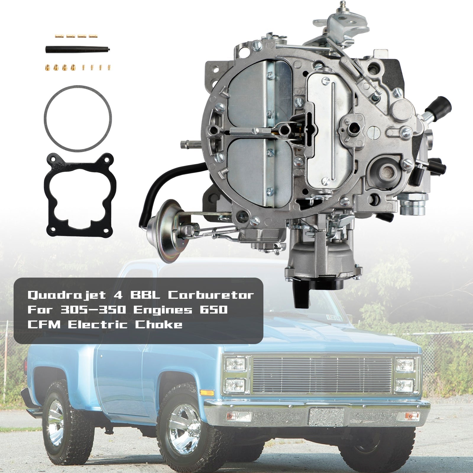 305-350 Engines 650 CFM Electric Choke Quadrajet 4 BBL Carburetor