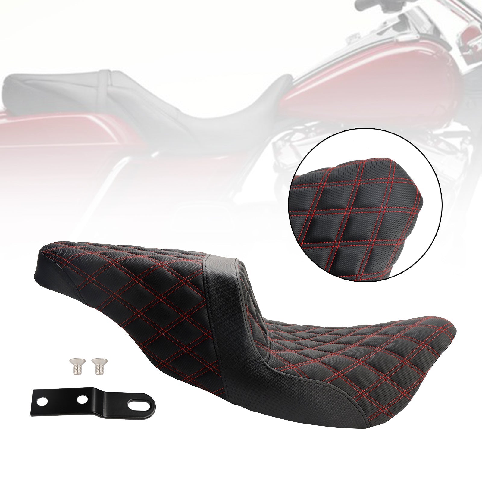 Cojín trasero delantero para asiento de pasajero, color rojo, apto para modelos FL Touring 2008-2023