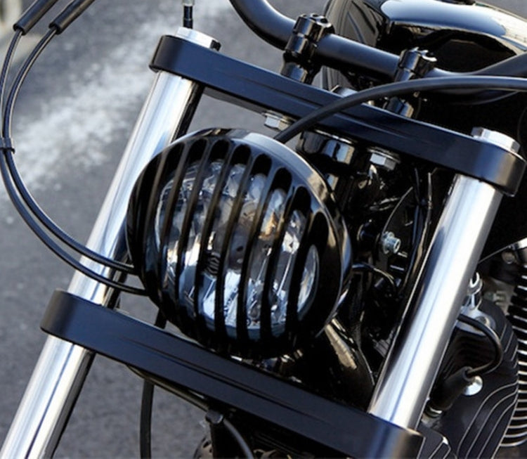 Faro delantero para motocicleta de 5,75 pulgadas con protector de parrilla para Cafe Racer Custom Generic