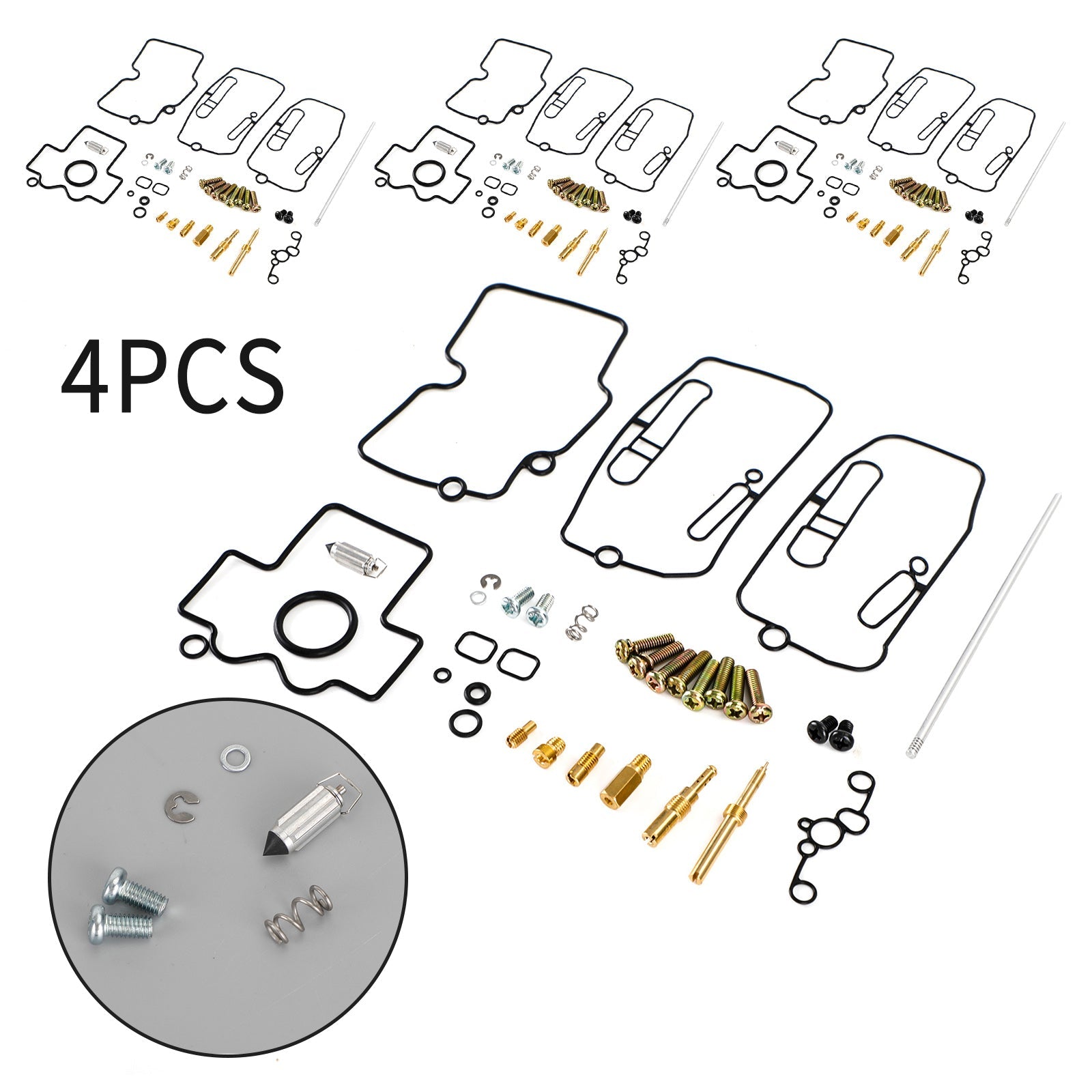 Kit de reparación de reconstrucción de carburador 4X apto para Yamaha YFZ450 2004-2009 genérico