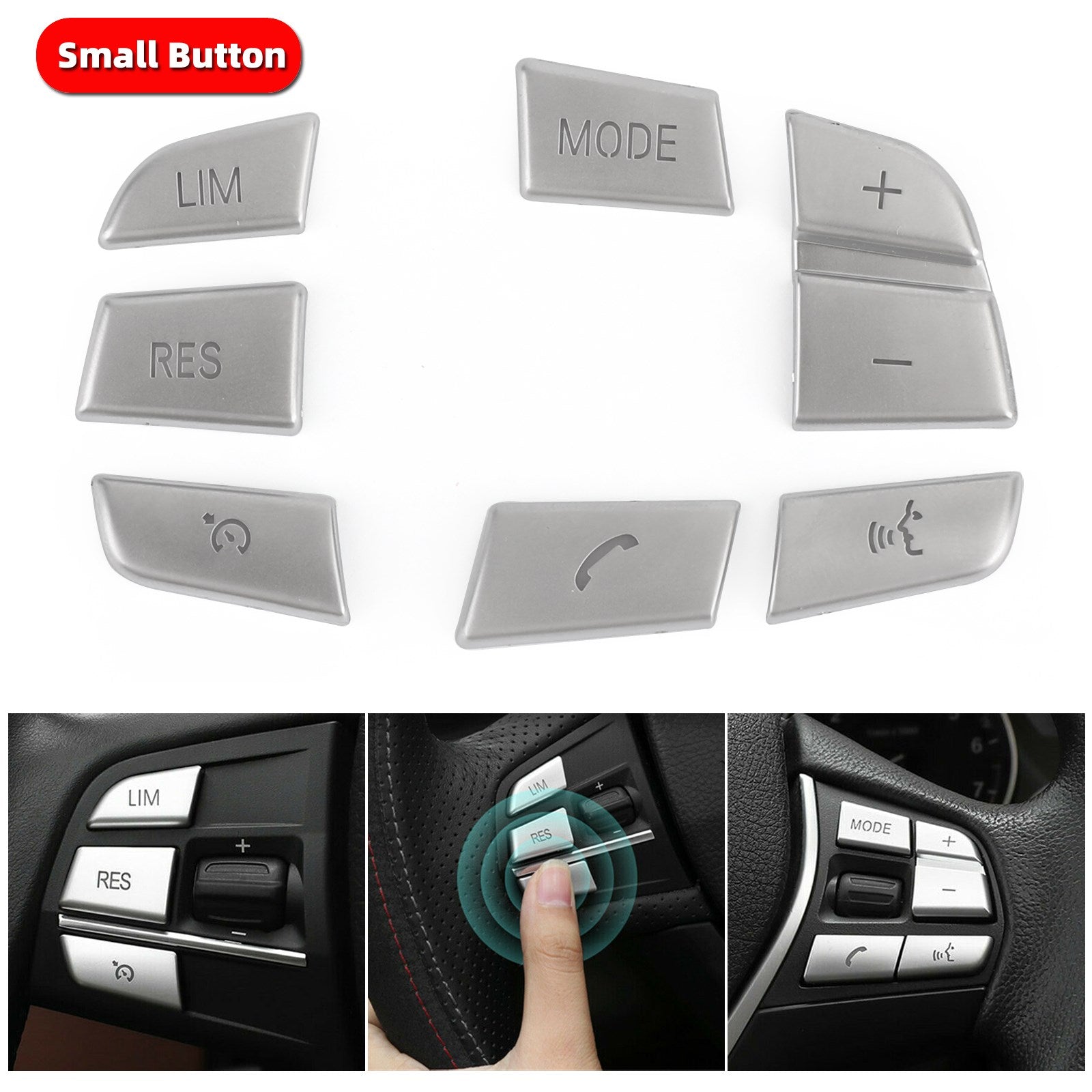 7x Inner Steering Wheel Button Trim Cover Fit For BMW X3 F25???11-17??X4 F26???14-17?? Generic