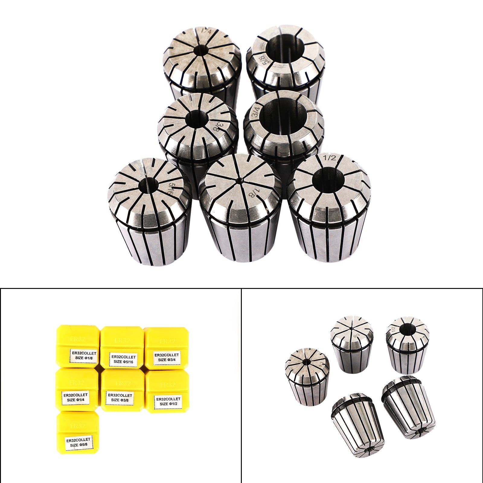 7Pcs ER32 Spring Collet 1/8"-3/4" For CNC Milling Lathe Tool Workholding