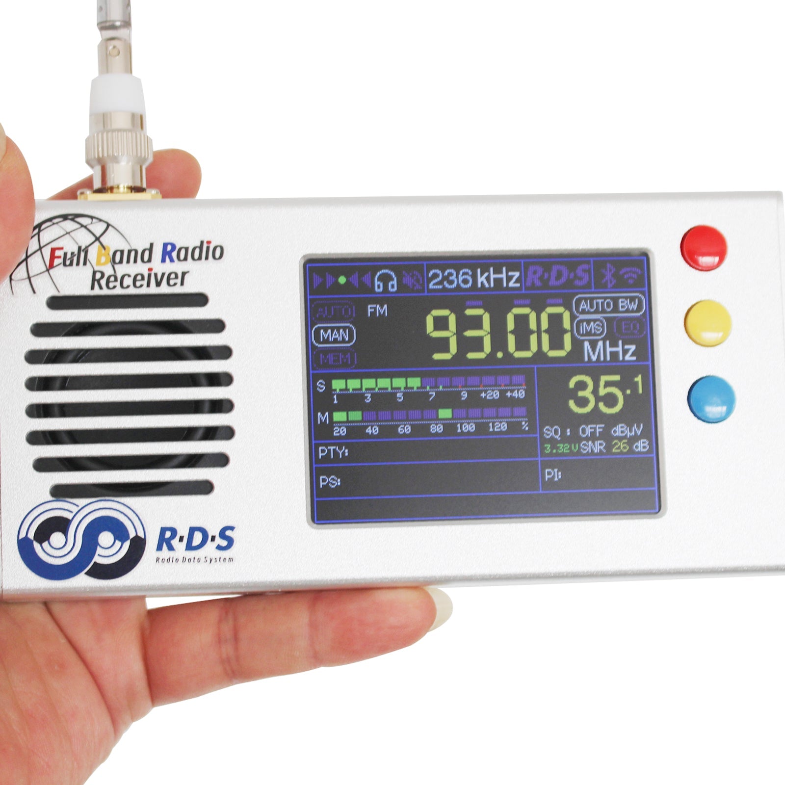 شاشة LCD 3.2 بوصة V1.18 TEF6686 جهاز استقبال راديو FM/MW/Shortwave HF/LW كامل النطاق