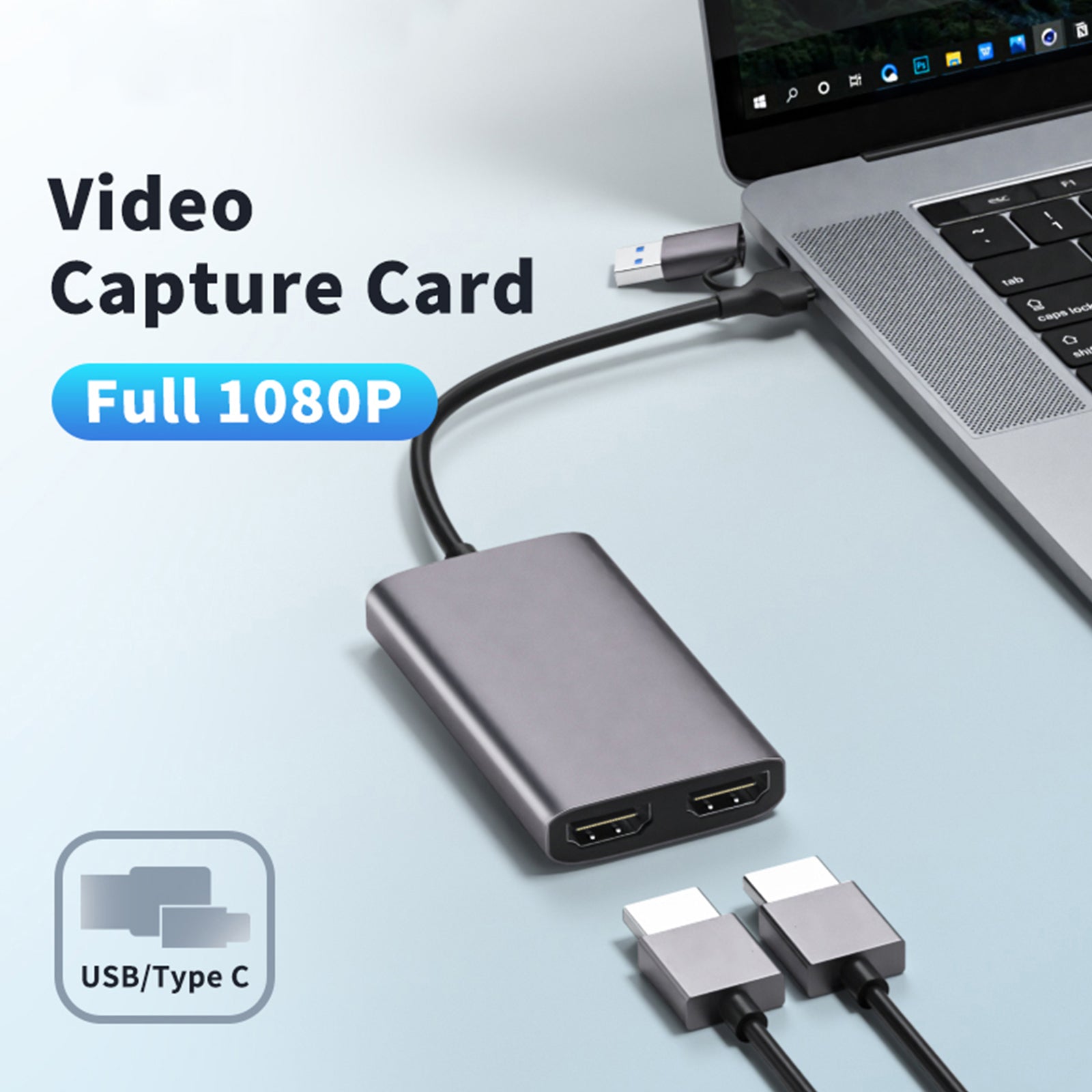 بطاقة التقاط فيديو 1080P60fps HDMI إلى 4K HDMI Loop-out USB3.0 Type-C Grabber