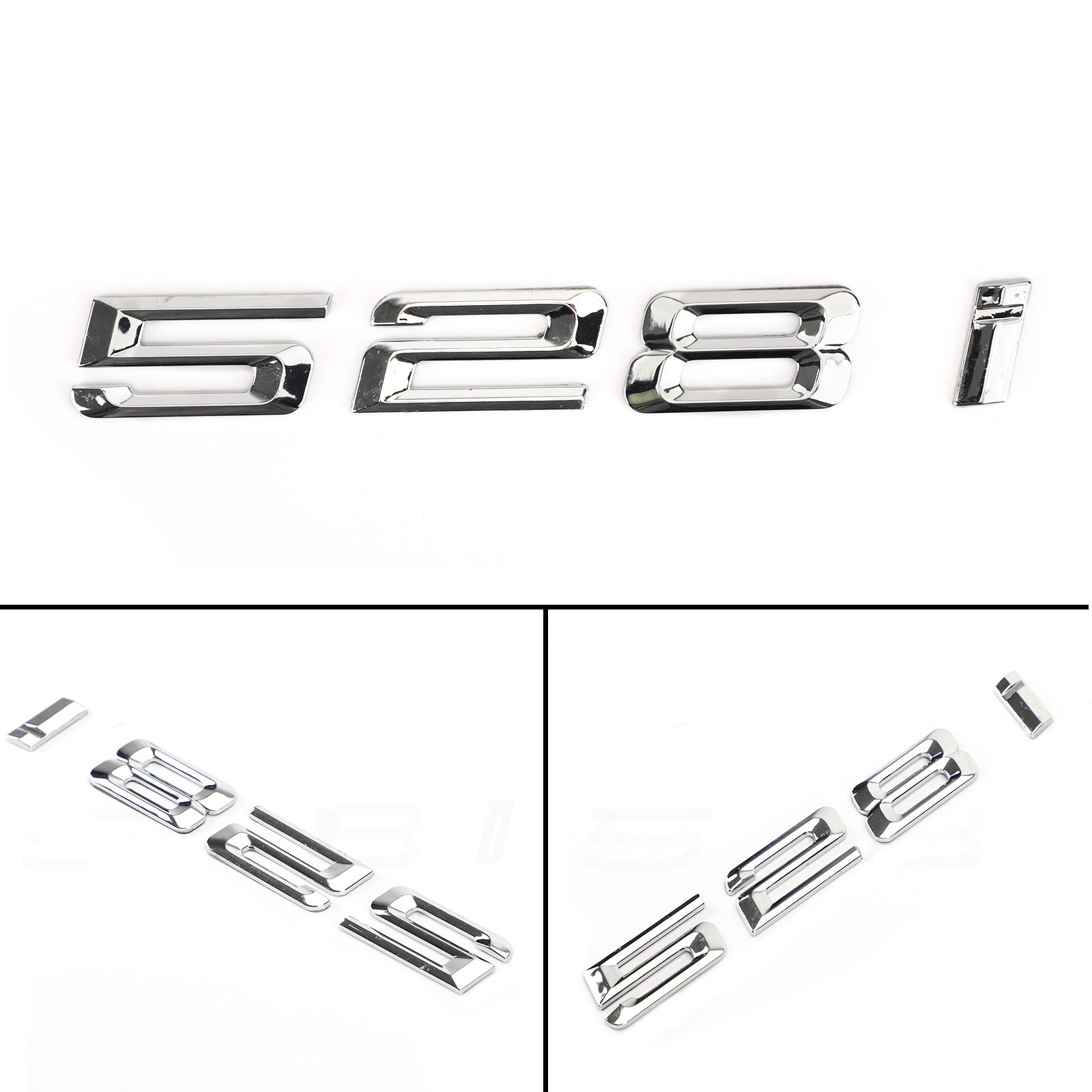 Rear Trunk Nameplate Badge Emblem Numbers Letter Decal 528 i Fit 528i Chrome Generic