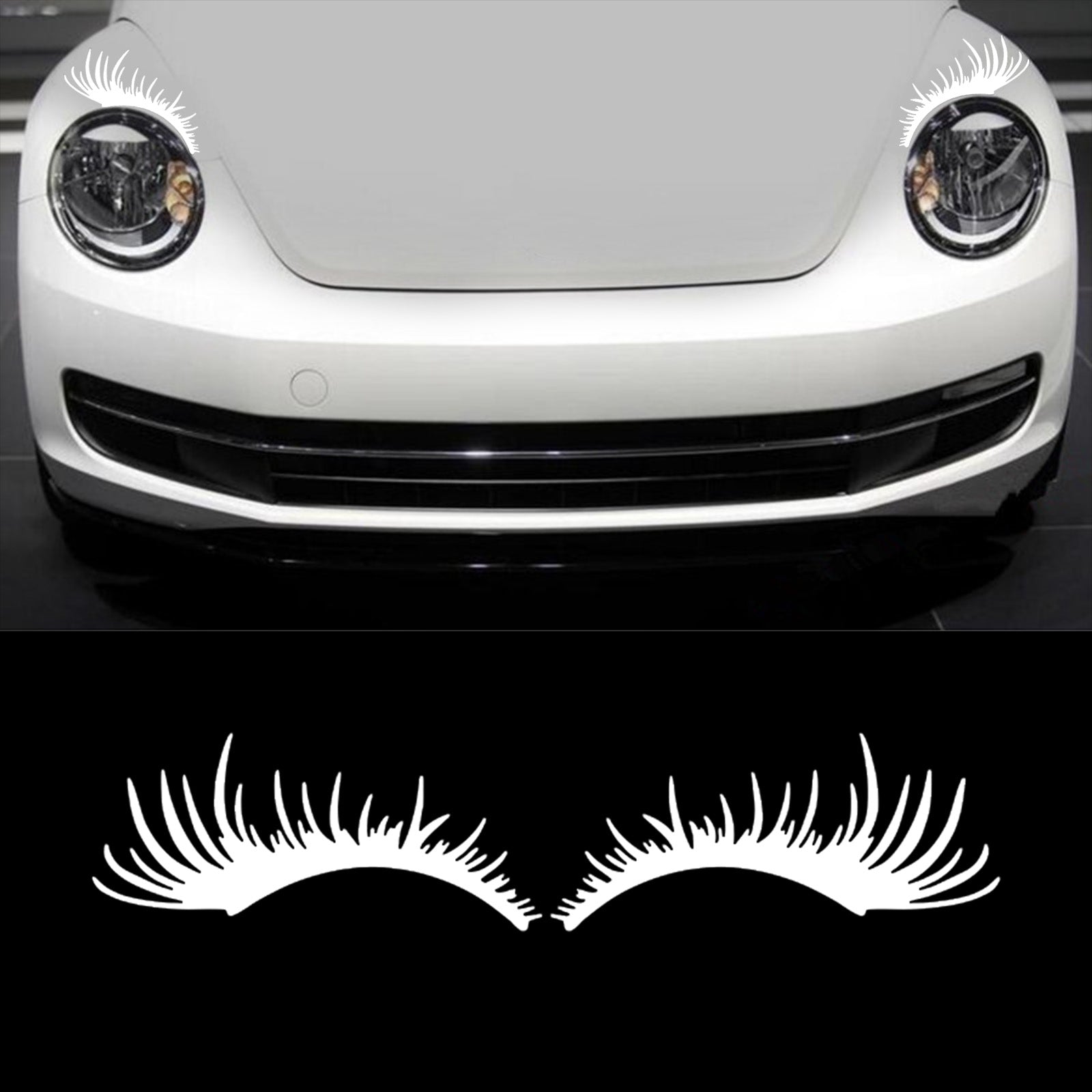 Car Headlight Eyelash Sticker Eyebrow Decal for Porsche Volkswagen Beetle Black Generic