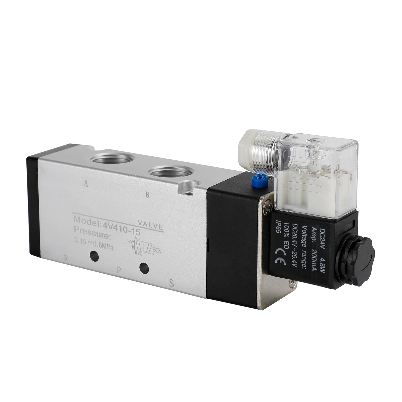 4V410-15 Válvula de aire solenoide eléctrica neumática de 5 vías y 2 posiciones PT1/2" DC 24V