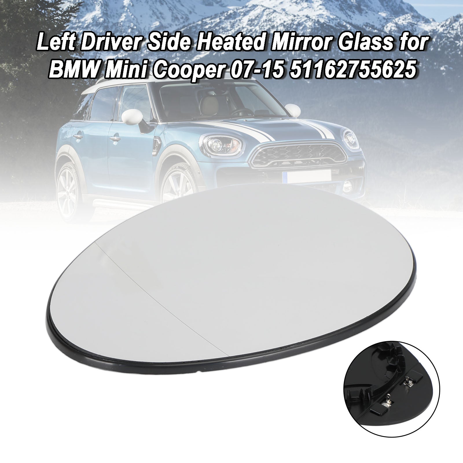 BMW Mini Cooper 2007-2015 51162755625 Left Side Heated Mirror Glass