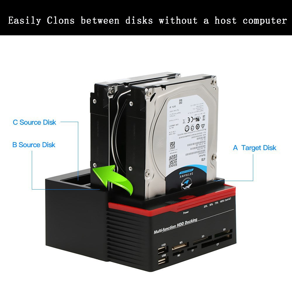 Multifunction 2.5 3.5" HDD Docking Station UKB 3.0 Clone Hard Drive Card EU