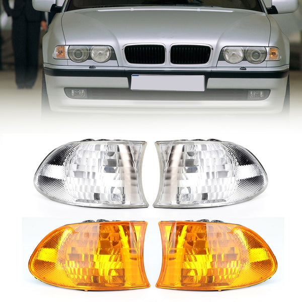 1999-2001 BMW 7-Series E38 زوج مصابيح ركن السيارة باللون الكهرماني الأبيض