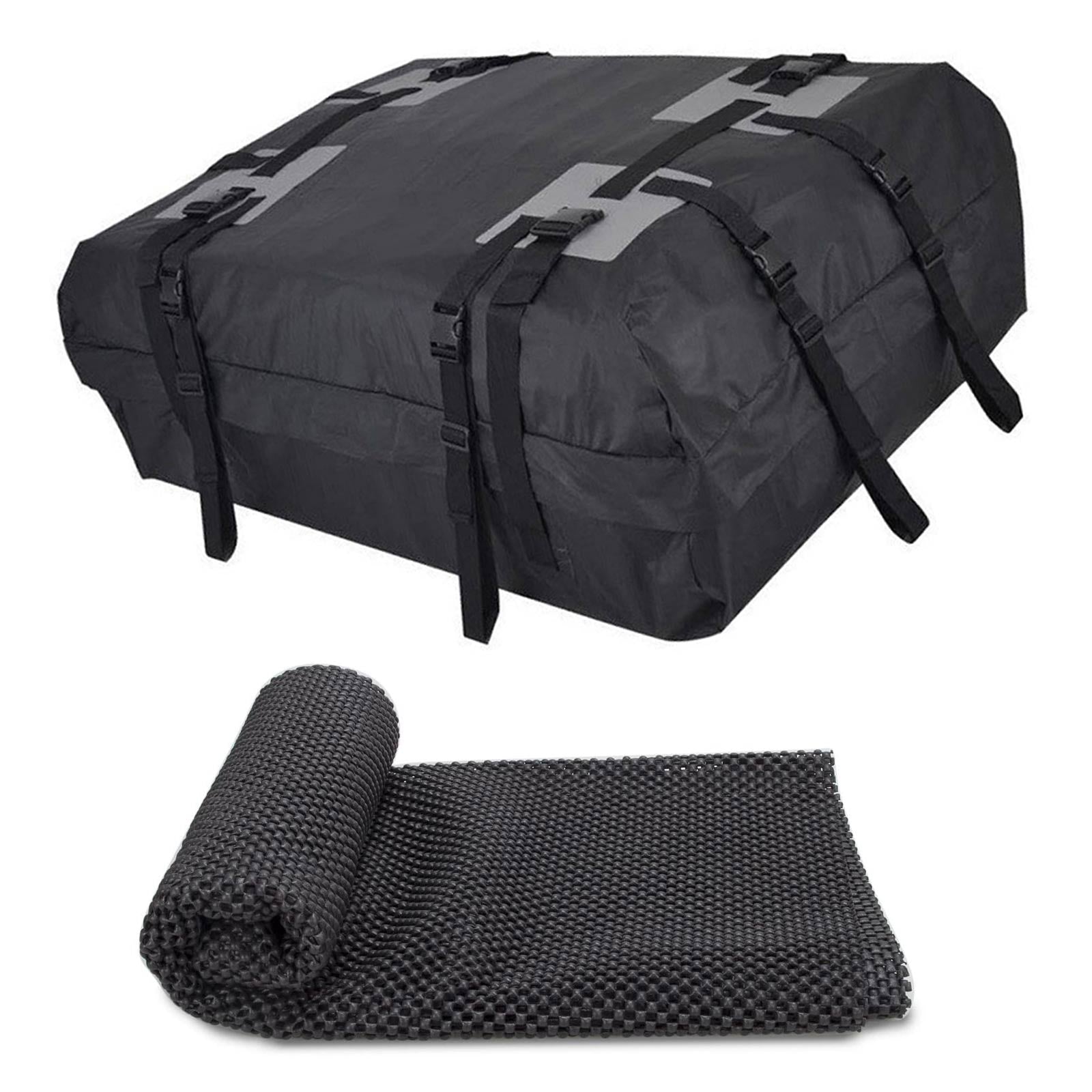 Waterproof Car Roof Top Rack Carrier Cargo Bag Luggage Cube Bag w/ Non-Slip Mat