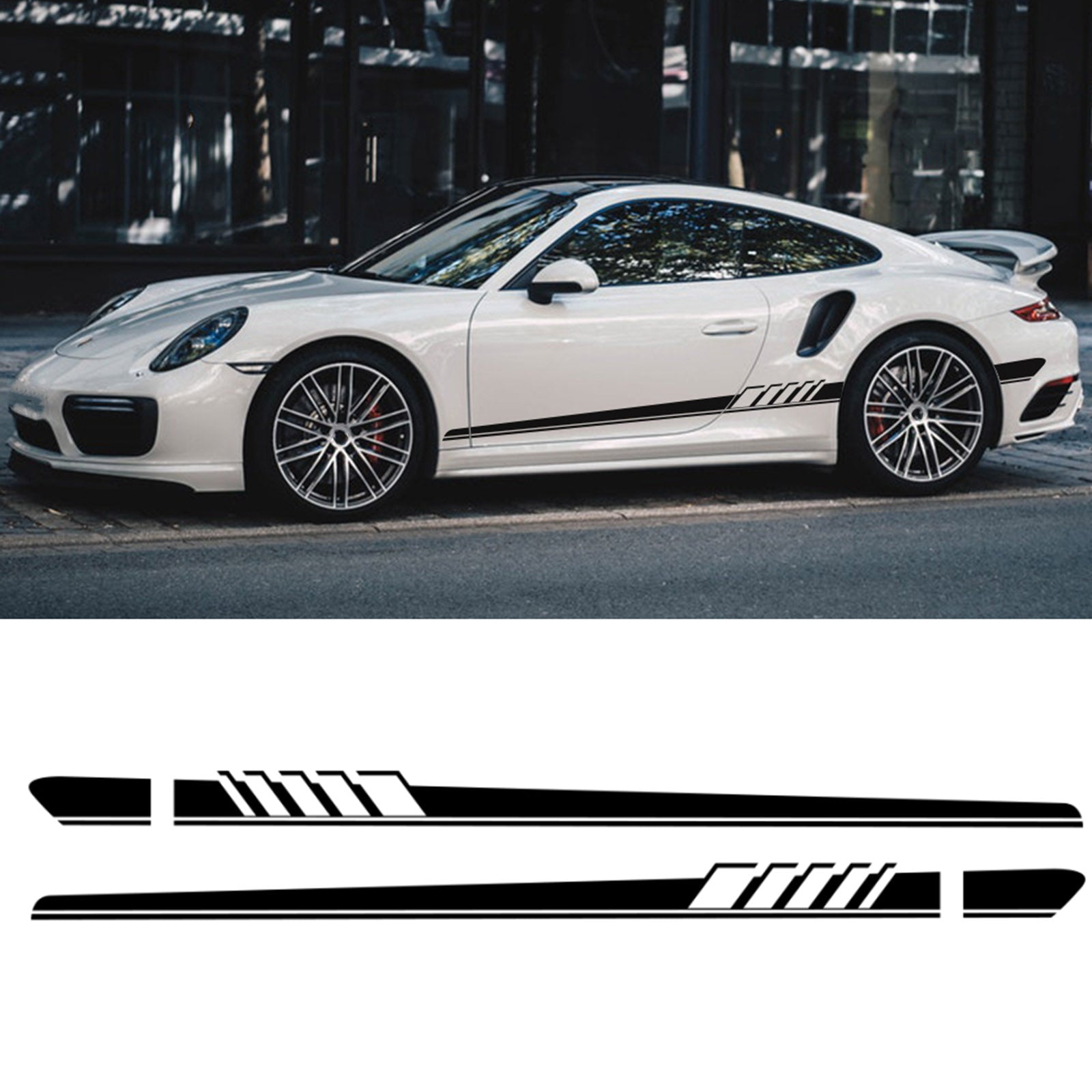 2pcs Side Skirt Stripes Decal Sticker for Mercedes Benz W205 C Class AMG Black Generic