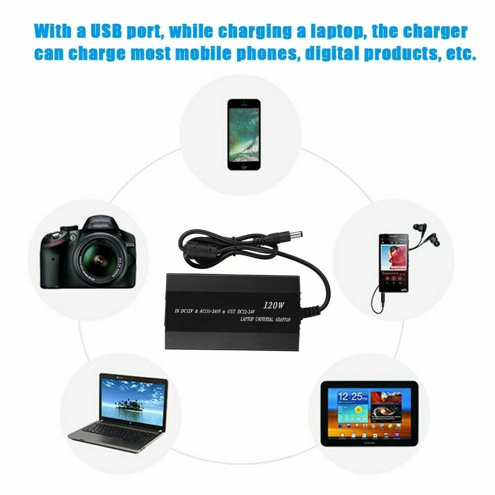 Universal 120W Car Home 34 Tips Power Supply Adapter Charger for Laptop Notebook