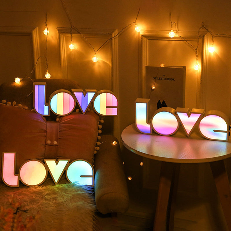 LED قوس قزح النيون ضوء 3D الحب السرير ليلة ضوء حفل زفاف الديكور