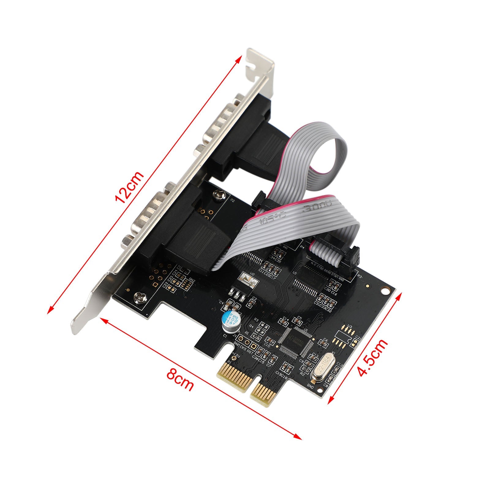 Tarjeta adaptadora de placa extensora PCIE a RS232 Dual Serial WCH382 Chip PCI-Express