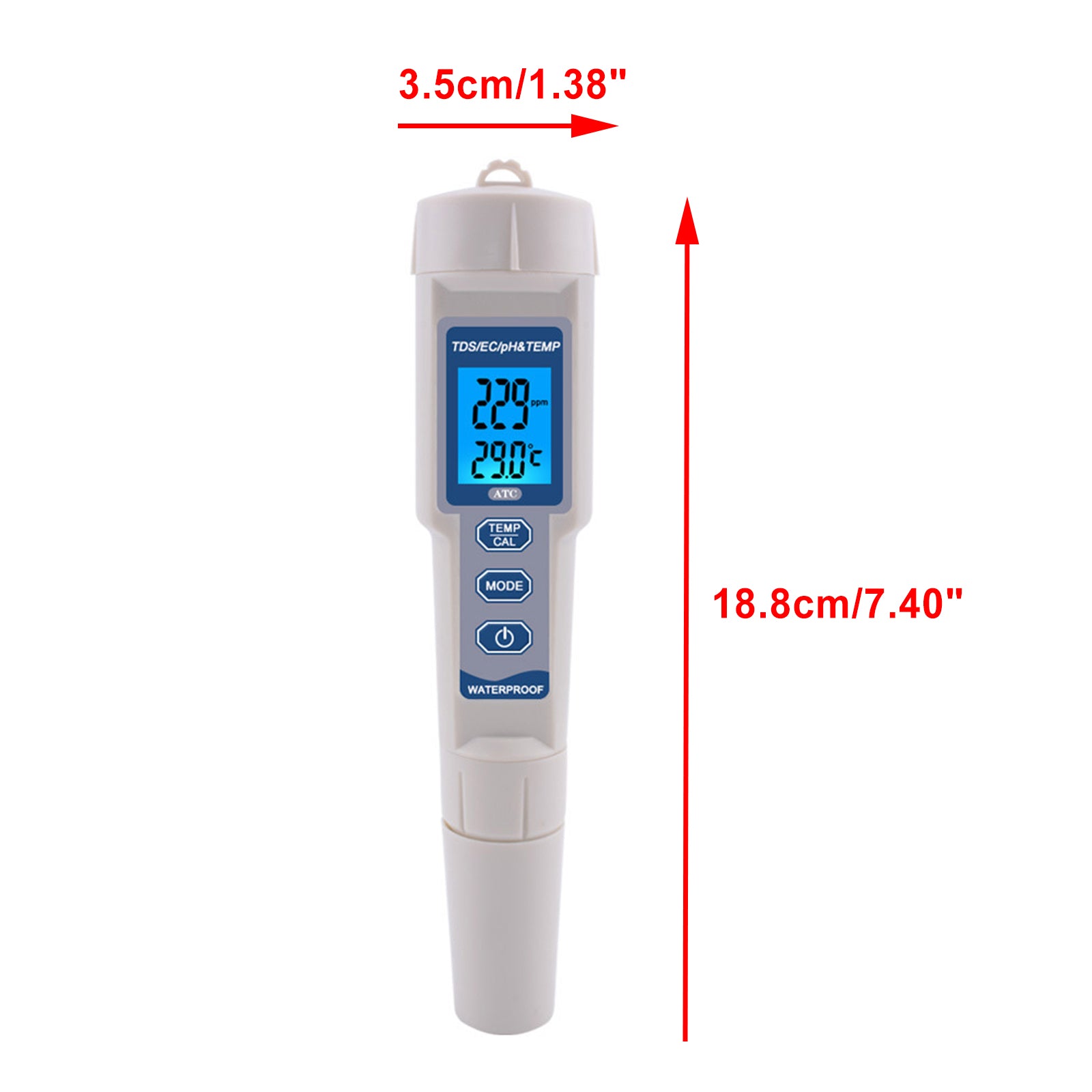 4In1 PH/TDS/EC/مقياس الحرارة أداة اختبار مراقبة جودة المياه الرقمية