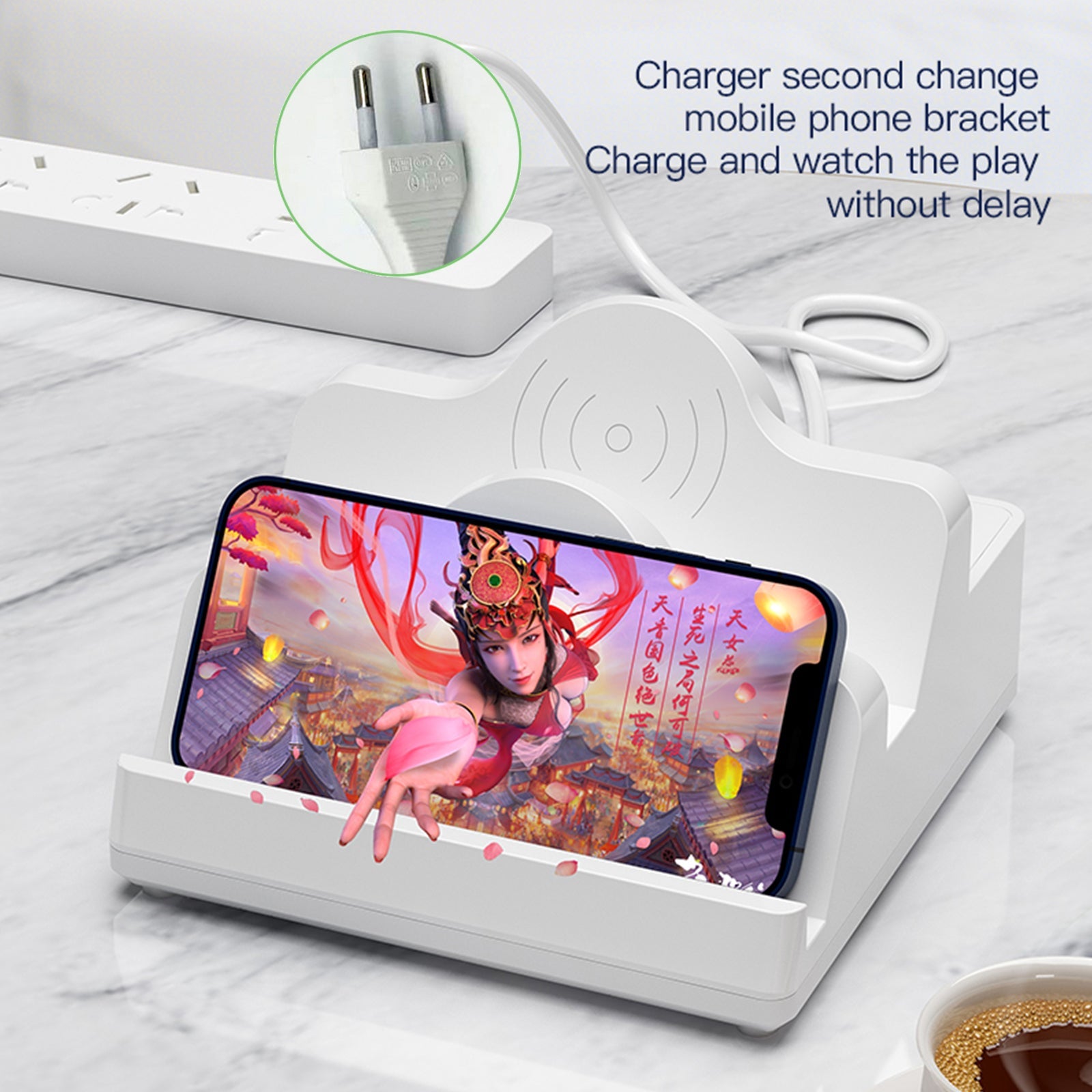 Dual Wireless Charger PD20W QC3.0 USB Fast Charging Station Phone Holder EU Plug